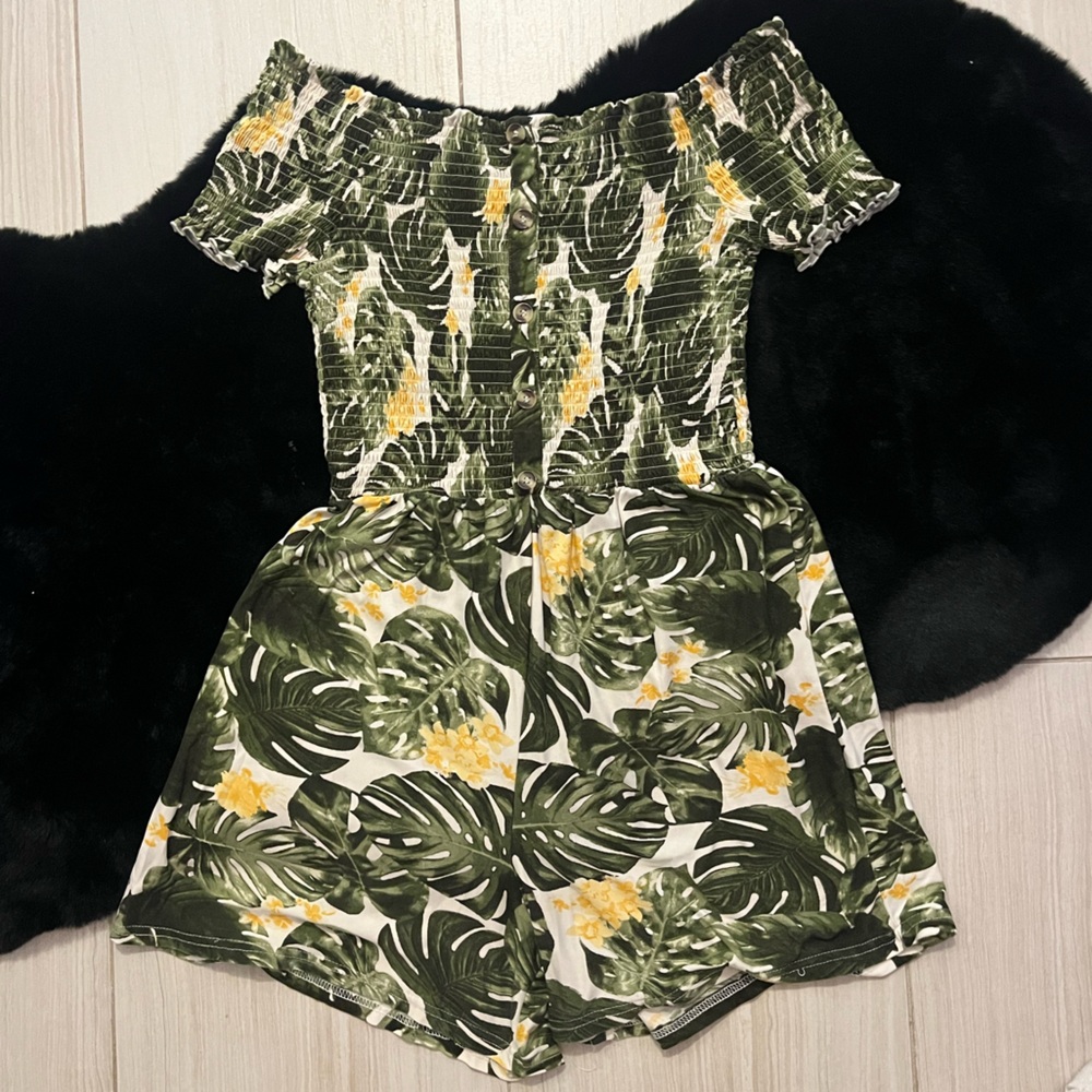 Tropical Leaf Print romper